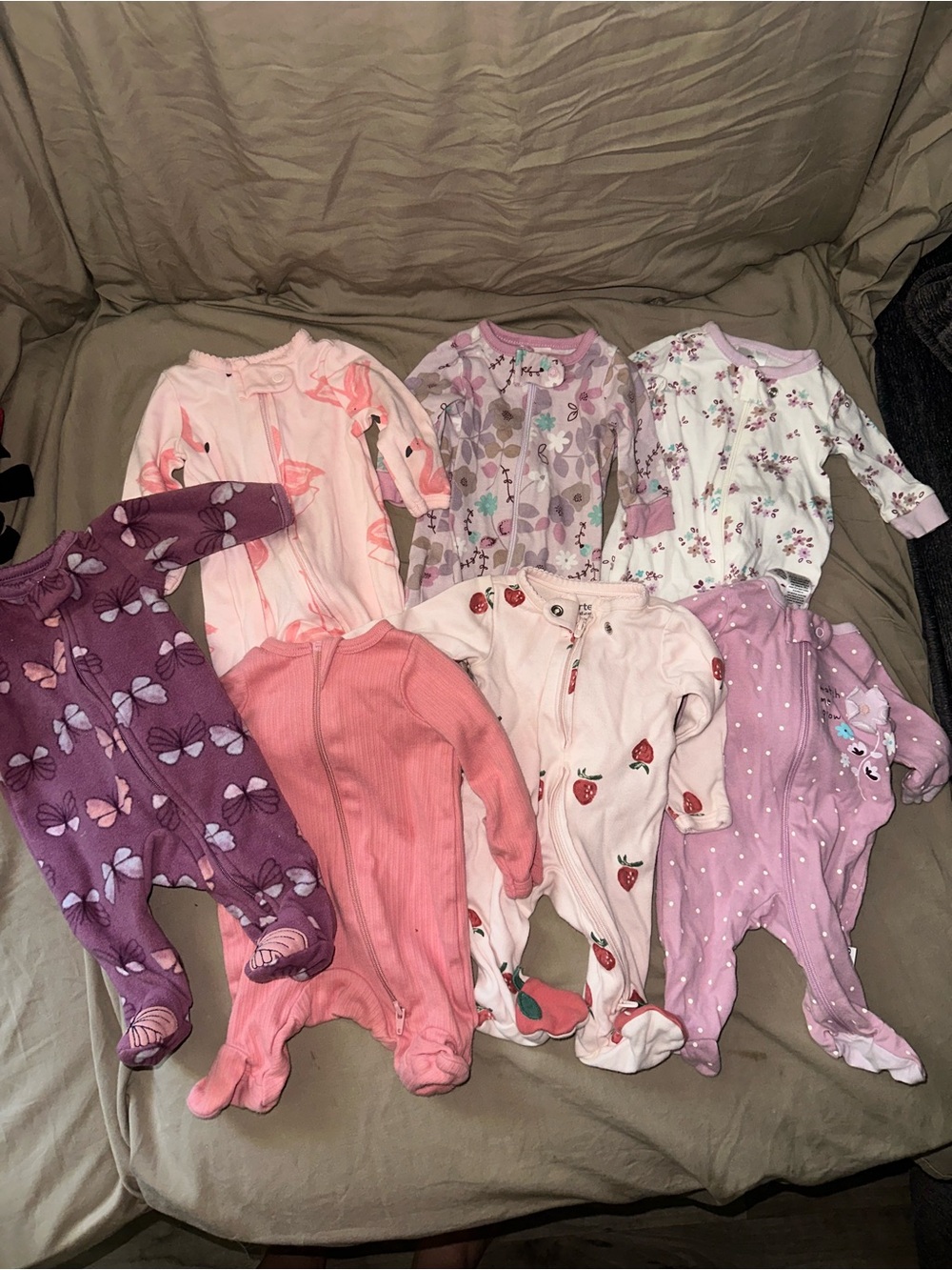 Carter's Pink & Purple Baby Girl Footie Sleepers - 7-Pack